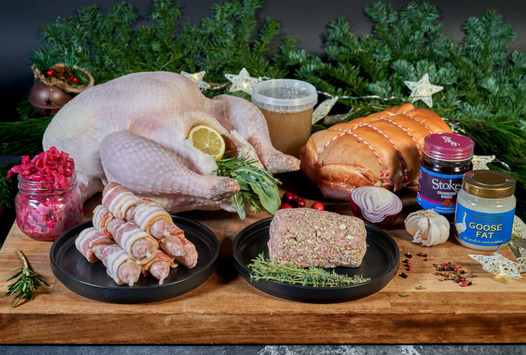 A spread of cooked meats, pies and trimmings from Archer's catering and takeaway counter